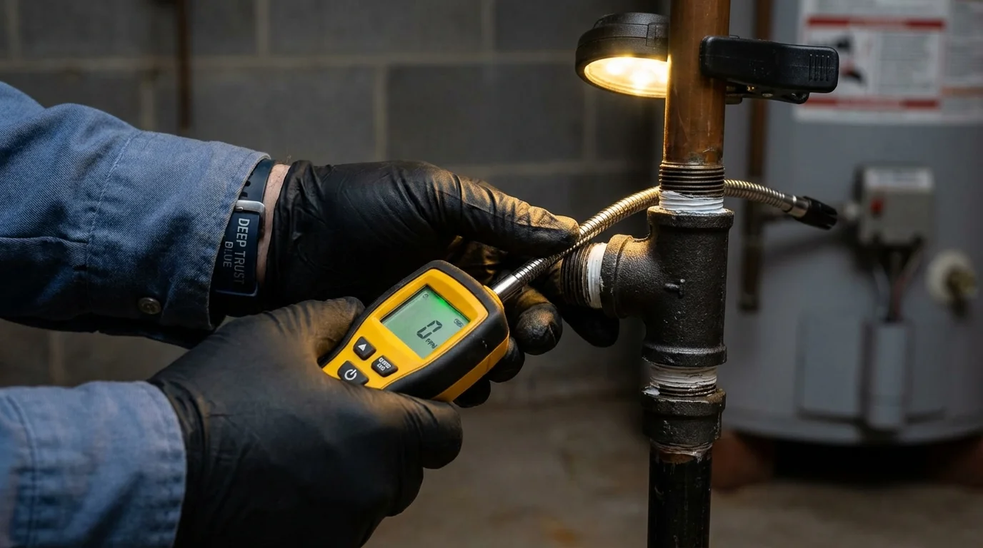 Gas leak detection with electronic sniffer by Johns Plumbing LLC in Sackets Harbor