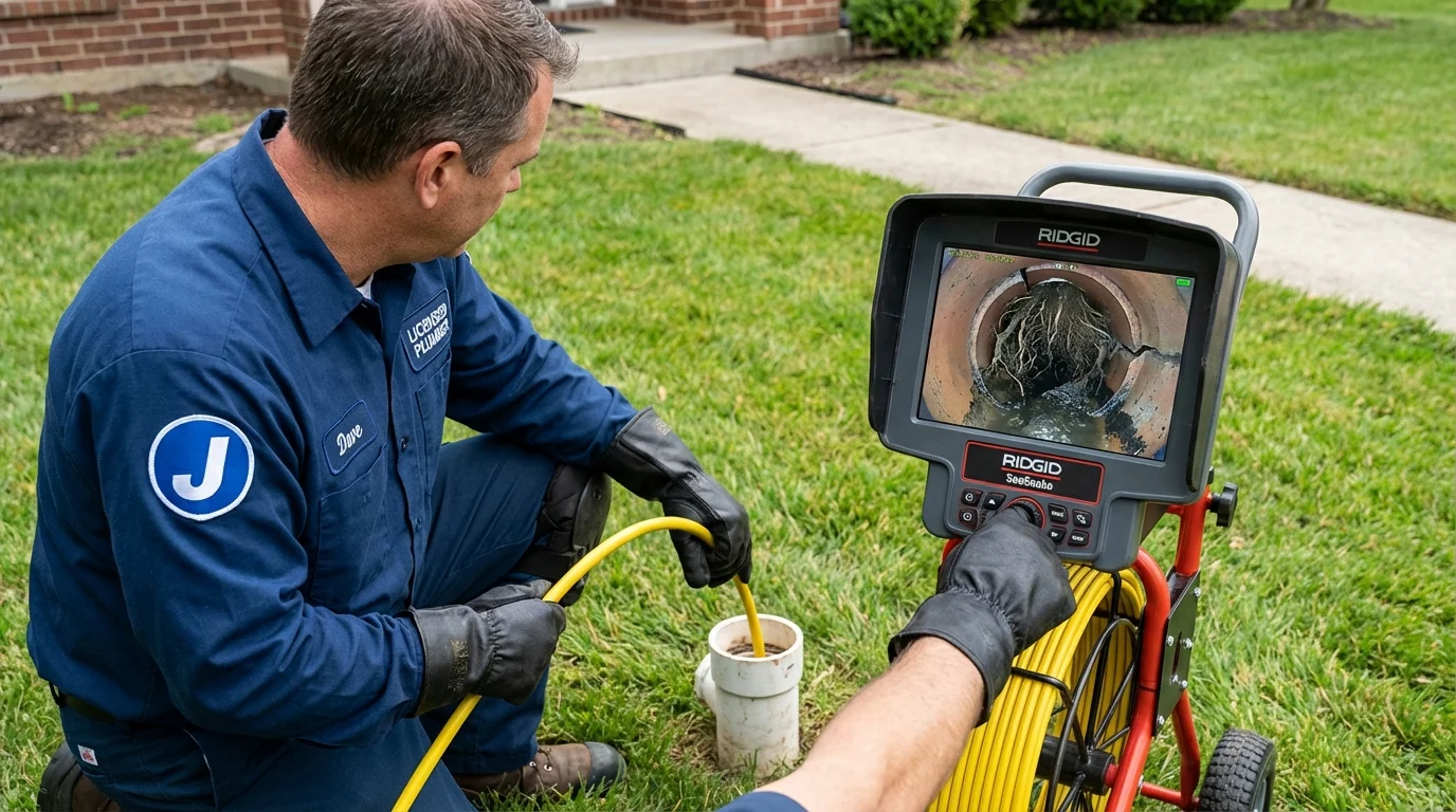 Sewer camera inspection being performed by Johns Plumbing LLC in Sackets Harbor